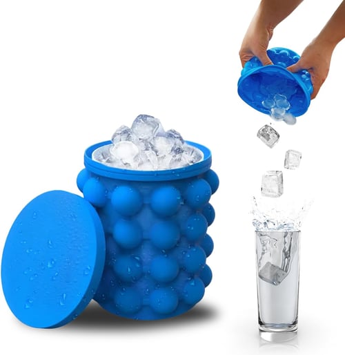 💥Large 2 in 1 Silicone Ice Bucket and Ice Mold with Lid ✨