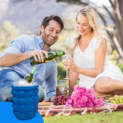 💥Large 2 in 1 Silicone Ice Bucket and Ice Mold with Lid ✨