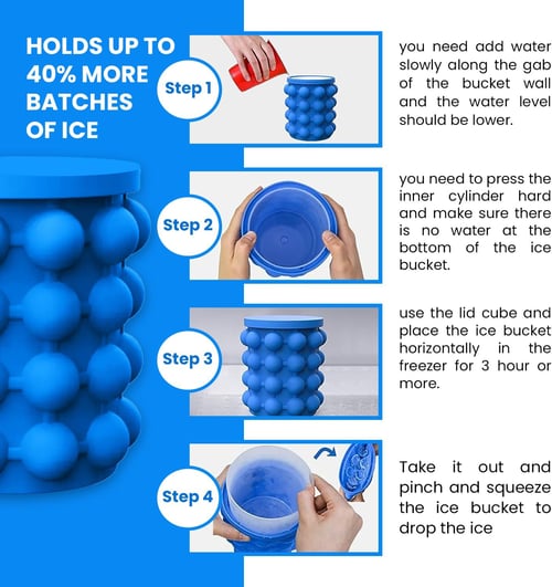 💥Large 2 in 1 Silicone Ice Bucket and Ice Mold with Lid ✨
